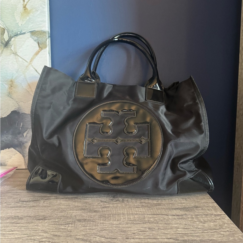 Tory Burch Ella Black Patent Tote Bag